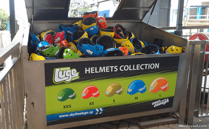 Helmet Collection Area at Sentosa Luge