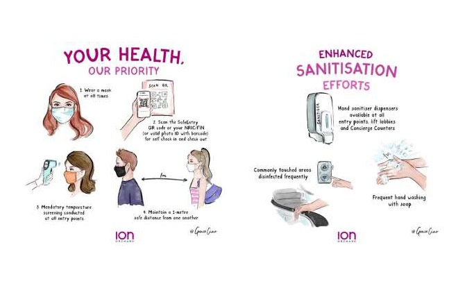 Artist Grace Ciao Stylishly Illustrates ION Orchard's Safety Measures