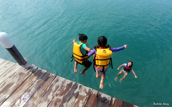 Jumping into water