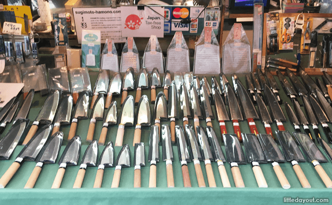 Knives for sale at Tsukiji Fish Market