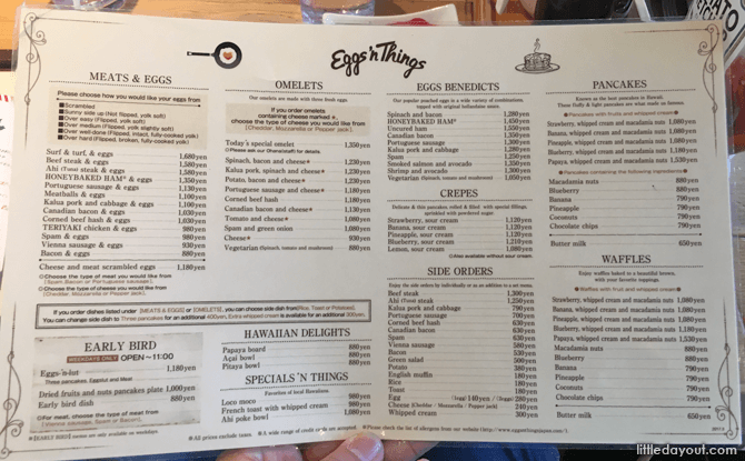 Eggs 'n Things Menu