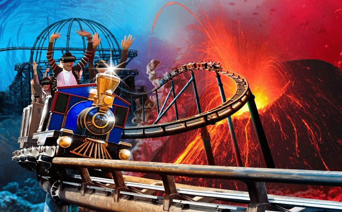 Virtual Reality Coaster, Mine Train, Ocean Park Hong Kong