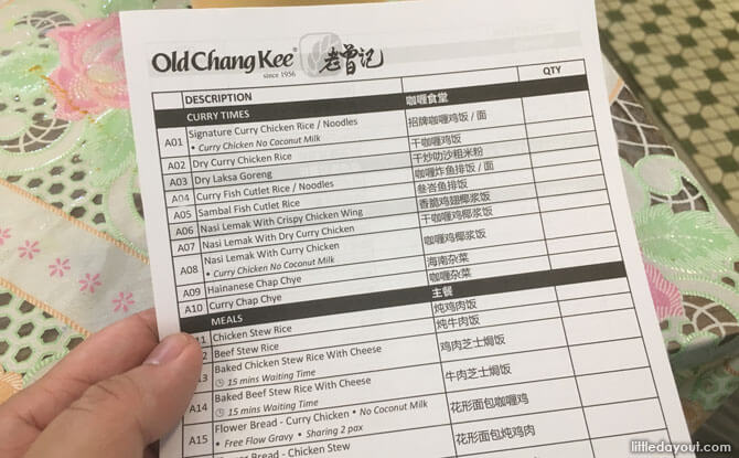 Use the order chit to indicate what you'd like to order and place the order at the counter.