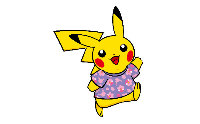 Pikachu wearing a purple T-shirt (Flower)