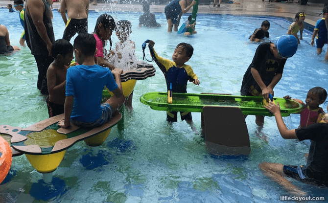 Playing at the Interactive Pool at Our Tampines Hub