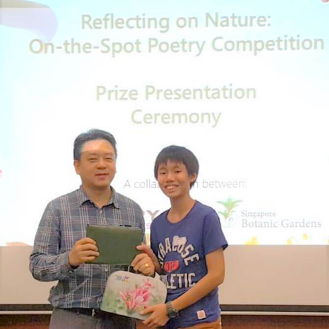 Ryan Tay at the Poetry Competition 2018 at Singapore Botanic Gardens