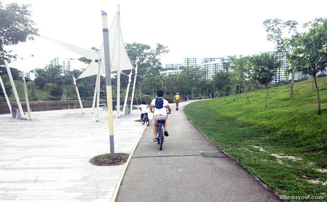 Cycling at the Punggol Waterway