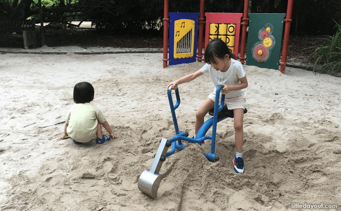 Sand pit at Jacob Ballas Children's Garden