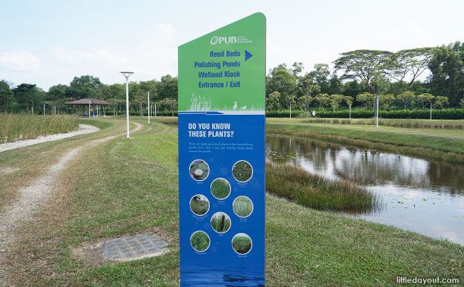 Signboards long the trails at Lorong Halus Wetland