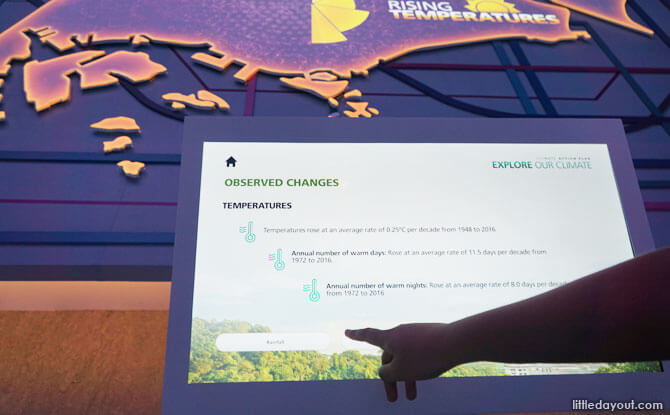 Sustainable Singapore Gallery at Marina Barrage: Singapore’s Sustainability Journey 2 Touch screen exhibits at Zone A, Sustainable Singapore Gallery