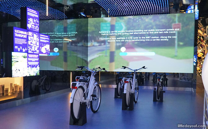 Interactive cycling station at the Sustainable Singapore Gallery.