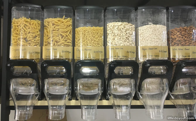 Dry food products at UnPackt, packaging-free store in Singapore