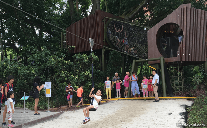 Zip line at Jacob Ballas Children's Garden