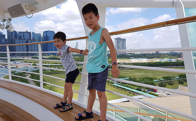 Exploring the ship with kids