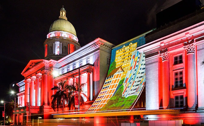 National Gallery Singapore’s Façade Lights Up For National Day 2020 - Civic District & Bras Basah.Bugis National Day Light Up 2020