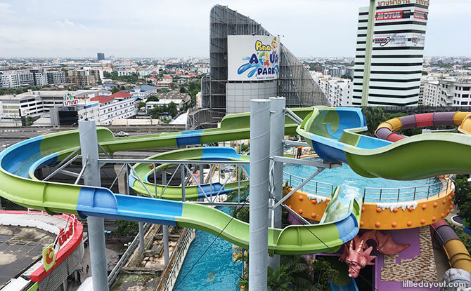 Taking the tall water slides at this height, I felt like I was flying through the sky!