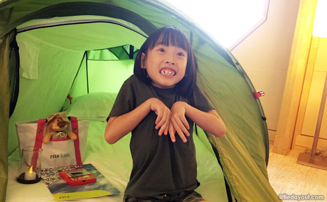 The little one fell in love with her tent, which was luxuriously padded with a mattress and came with a fluffy pillow and even a limited-edition lion beanie to cuddle!