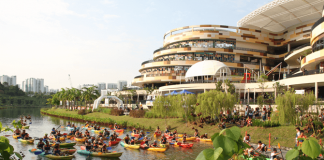 Kayaking stage of the SAFRA Punggol Waterway Challenge