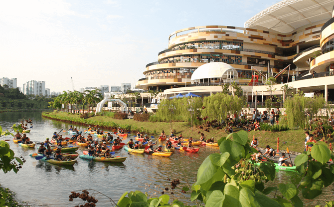 Kayaking stage of the SAFRA Punggol Waterway Challenge