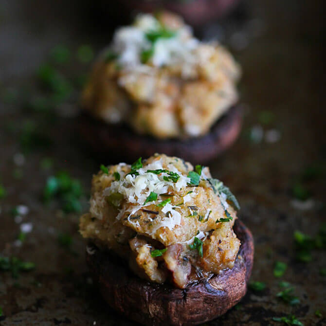 Turkey Stuffing Mushrooms