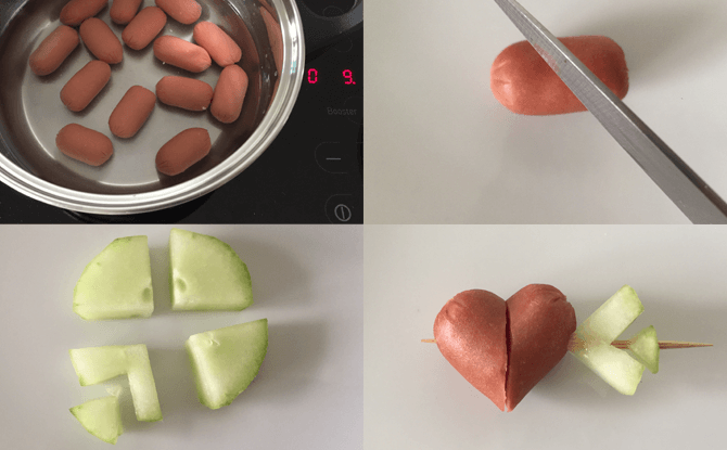 Heart-shaped Foods for Valentine's Day - Steps to Make Cupid Mini Hot Dogs