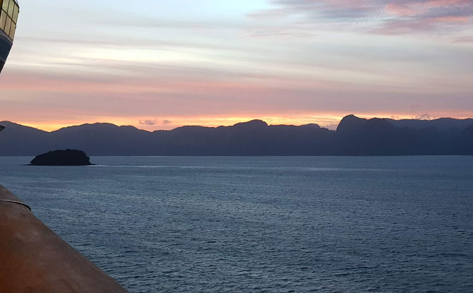 View from the balcony on a cruise ship