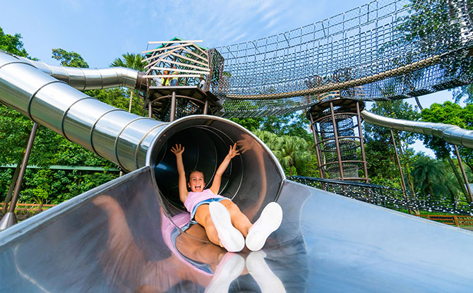 one of the longest and most thrilling tube slides on Sentosa Island