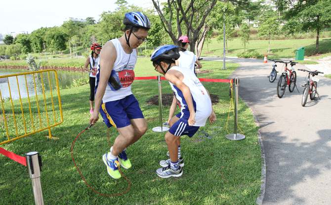 Obstacle stations at the SAFRA Punggol Waterway Challenge