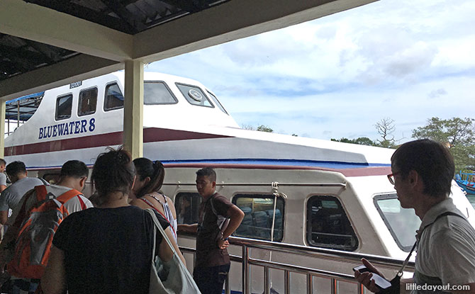 Boarding the ferry at the Mersing jetty to Tioman with Kids