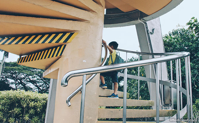 Climbing the Rocket Tower at Upper Seletar Reservoir Park