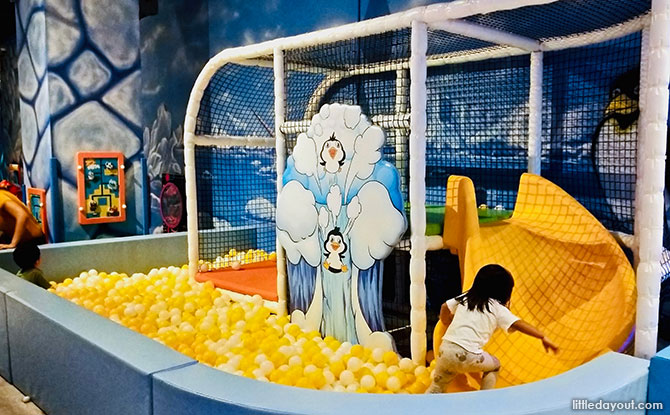 Toddler-friendly ball pit at the Amazonia Indoor Playground