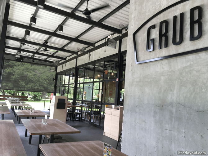 The outdoor seating area at GRUB