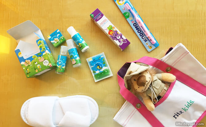 What’s in a Ritz Kids bag? Everything that makes a kid feel extra special and welcome as a guest of the hotel!