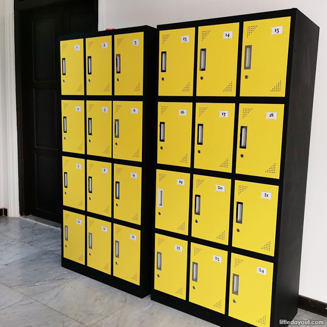 Store away personal belongings at lockers