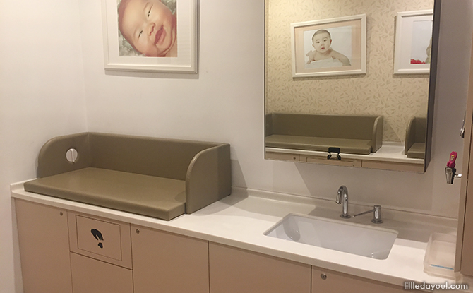 sink and diaper changing station