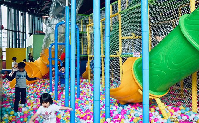 Ball-filled play area at the Our Tampines Hub indoor playground, PLAYtopia