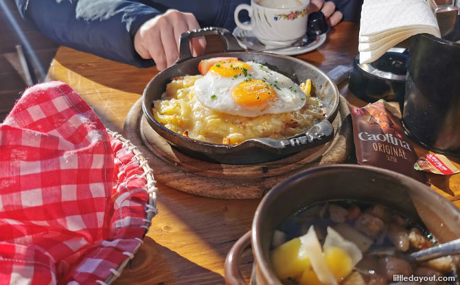 Enjoying Swiss Fondue & Rosti