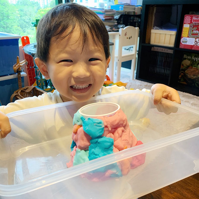 Luke and his home-made playdough volcano