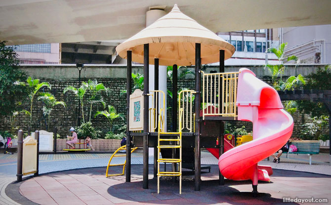 main climbing frame and slide