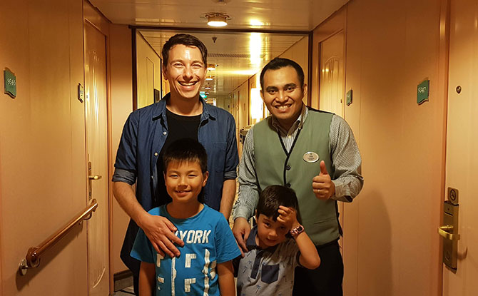 Crew on board the cruise ship