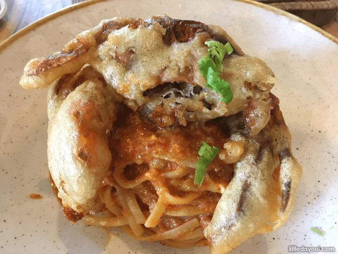 The Chilli Crab Pasta came with a whole soft shell crab.