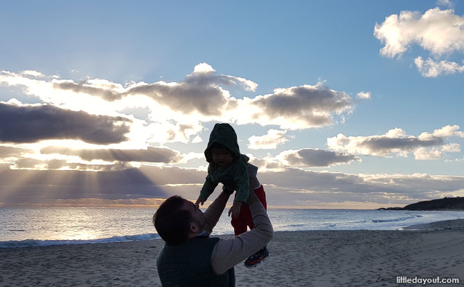 Sunset at Bunker Bay Beach, visiting Margaret River with kids