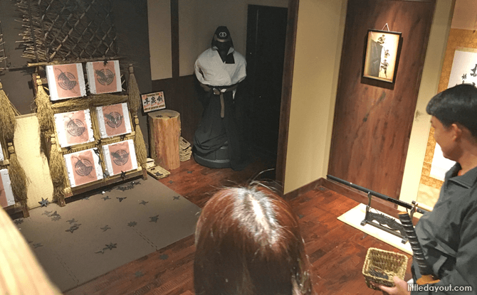 Throwing Shuriken at Ninja Trick House in Tokyo