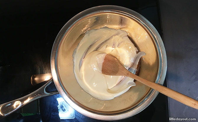 Melting white chocolate buttons