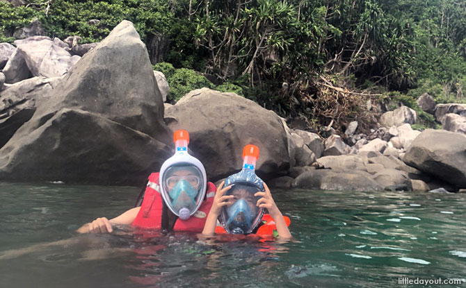 We were able to snorkel with ease, thanks to our friends who advised us to buy the full face masks from Singapore. The usual snorkelling equipment provided by the resorts may be hard for kids to use as they have to learn how to breathe through their mouths while biting the tube.