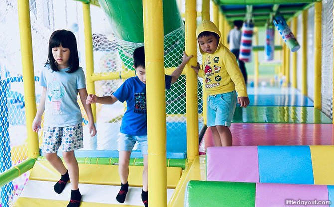 Inside the climbing frame