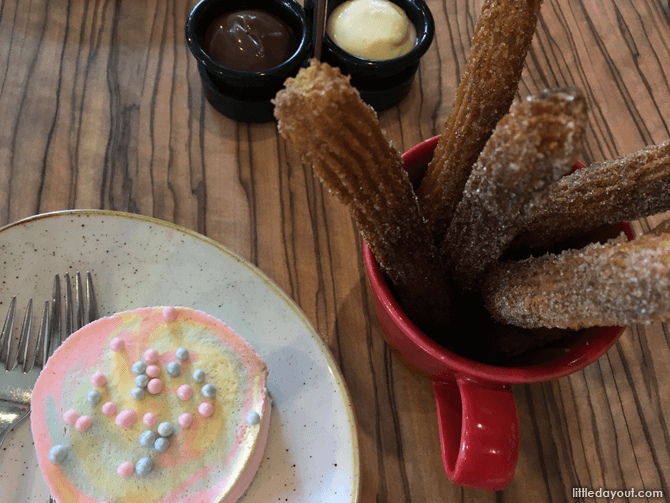 The desserts: Paddlepop Ice Cream Cake and Churros