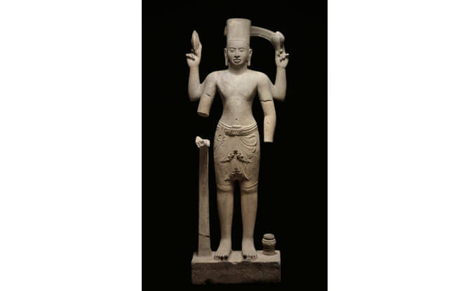 Explore Cambodia's Sacred City of Angkor at the Asian Civilisations Museum 5 Figure of Vishnu from the beginning of the Angkor period, first half of the 9th century.
