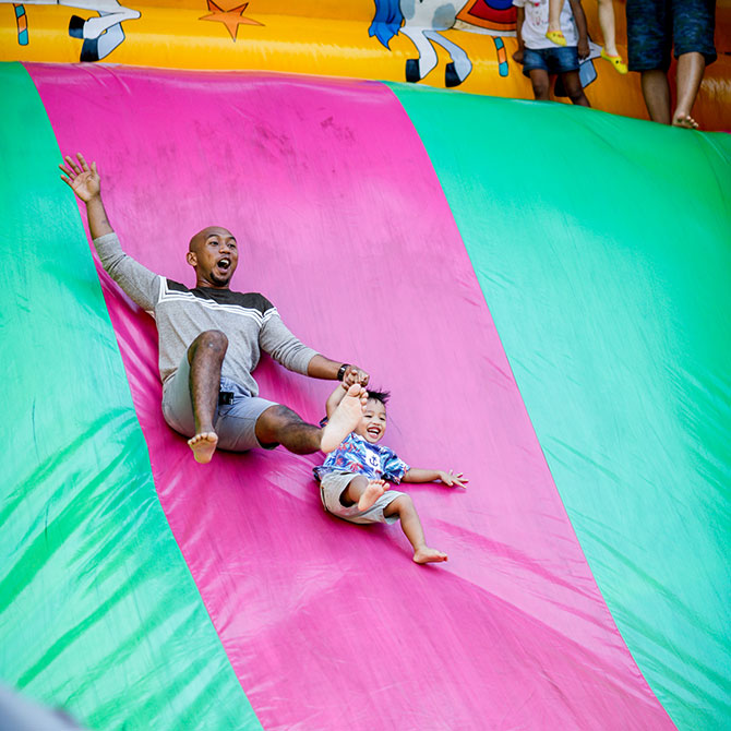 Inflatable slide at Prudential Marina Bay Carnival