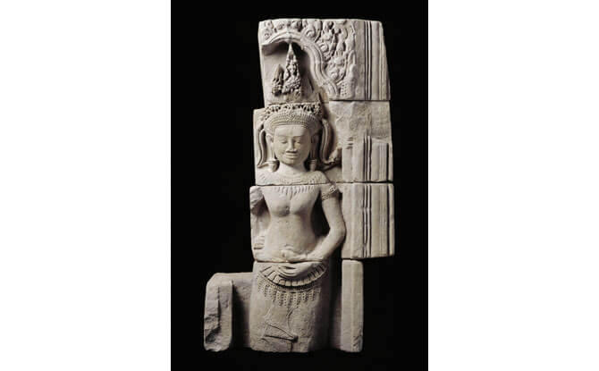 Explore Cambodia's Sacred City of Angkor at the Asian Civilisations Museum 4 Figure of Devata from the temple complex of Preah Khan of Kompong Svay, north of Angkor.